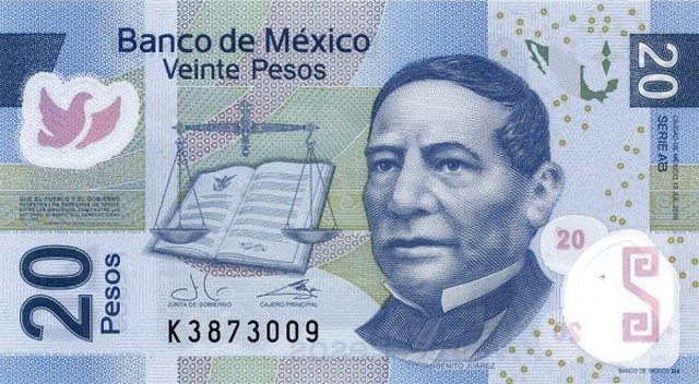 Front of Mexico p122ab: 20 Pesos from 2016