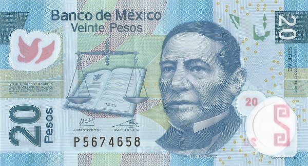 Front of Mexico p122ac: 20 Pesos from 2016