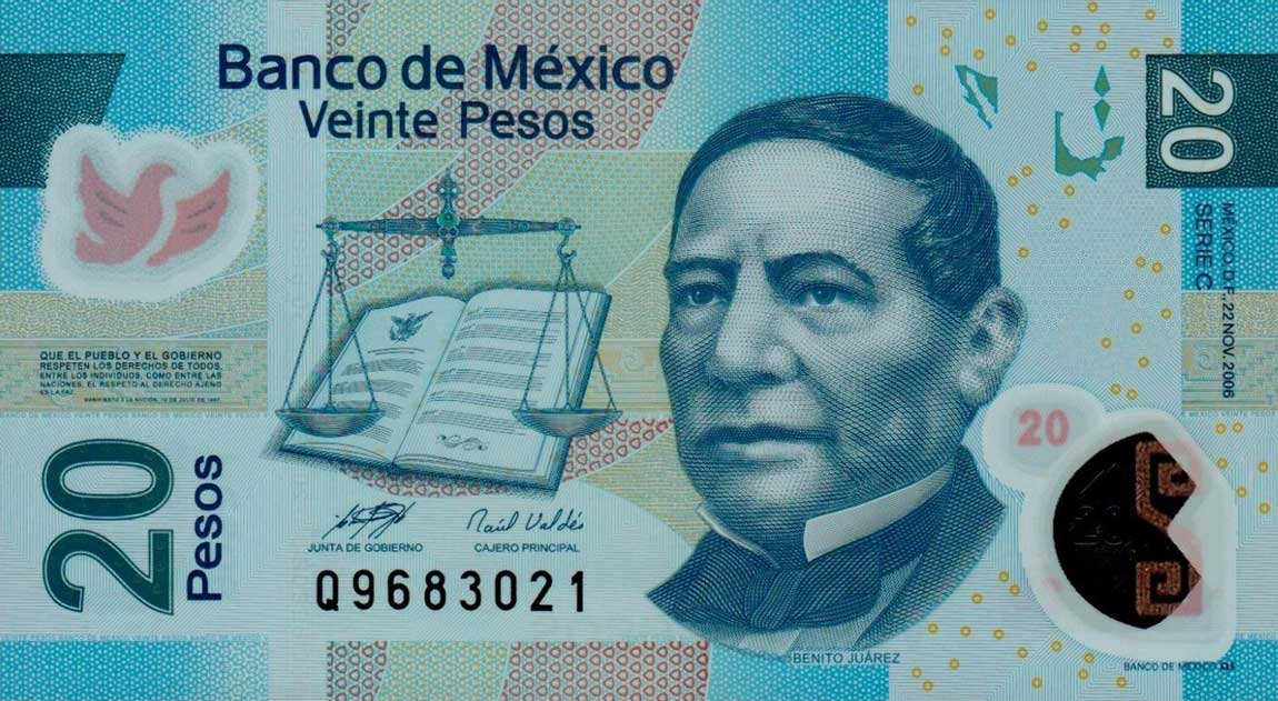 Front of Mexico p122c: 20 Pesos from 2006