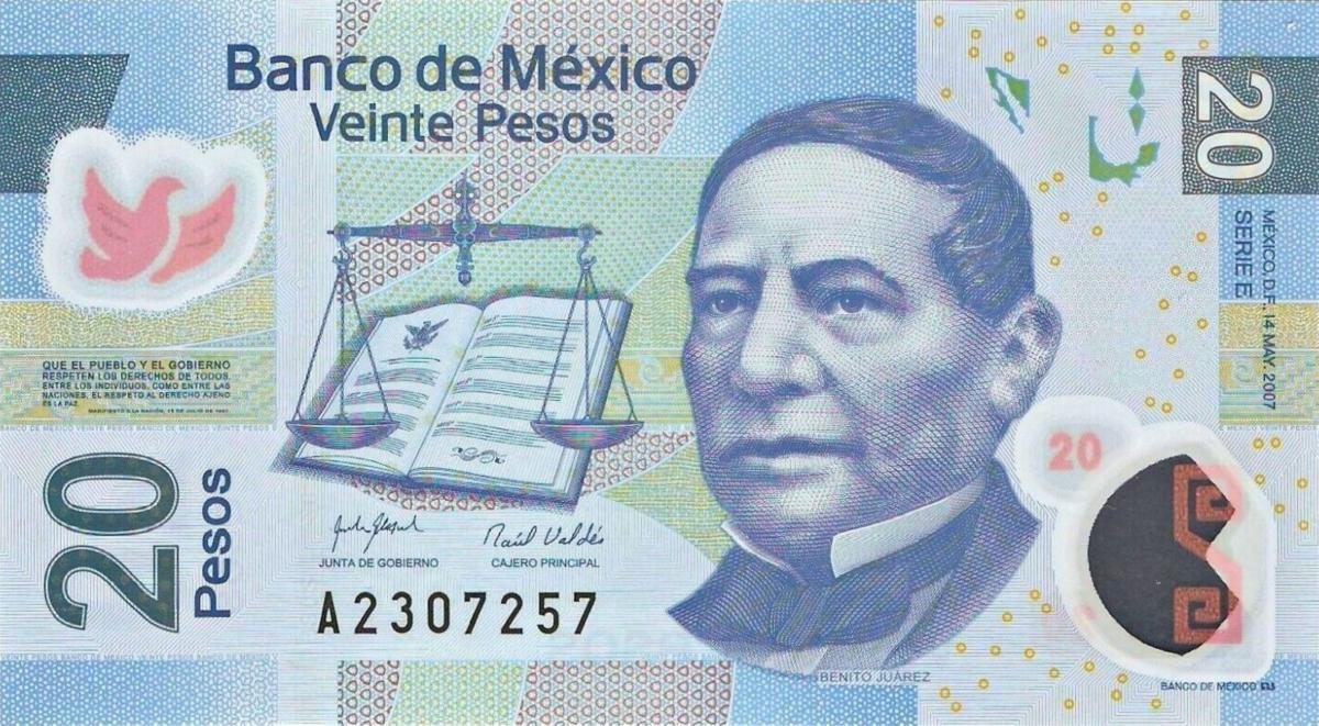 Front of Mexico p122e: 20 Pesos from 2007