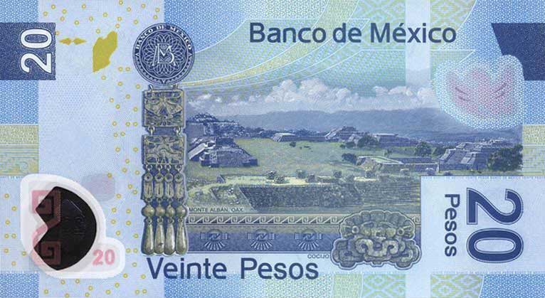 Back of Mexico p122m: 20 Pesos from 2010