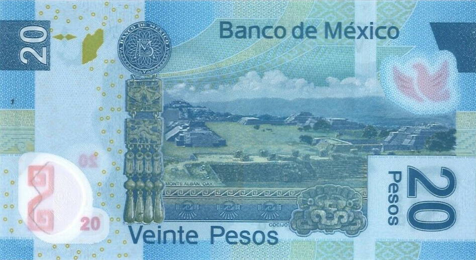 Back of Mexico p122s: 20 Pesos from 2012