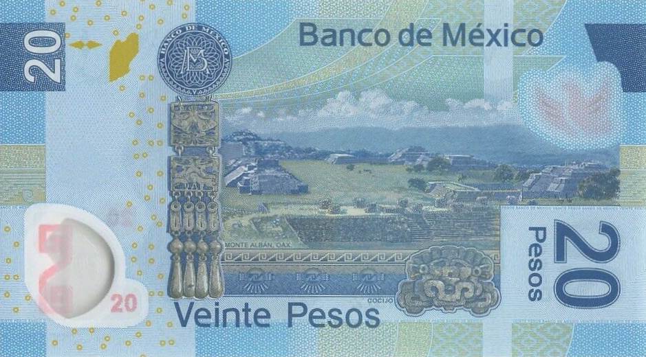 Back of Mexico p122h: 20 Pesos from 2008