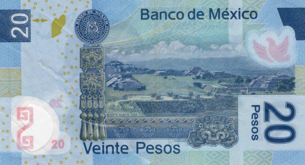 Back of Mexico p122j: 20 Pesos from 2009