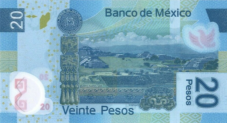 Back of Mexico p122p: 20 Pesos from 2011