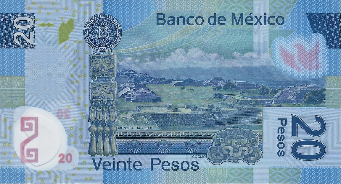 Back of Mexico p122u: 20 Pesos from 2012