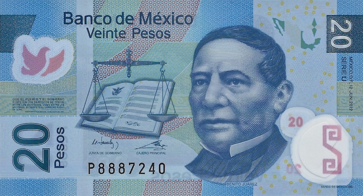 Front of Mexico p122u: 20 Pesos from 2012