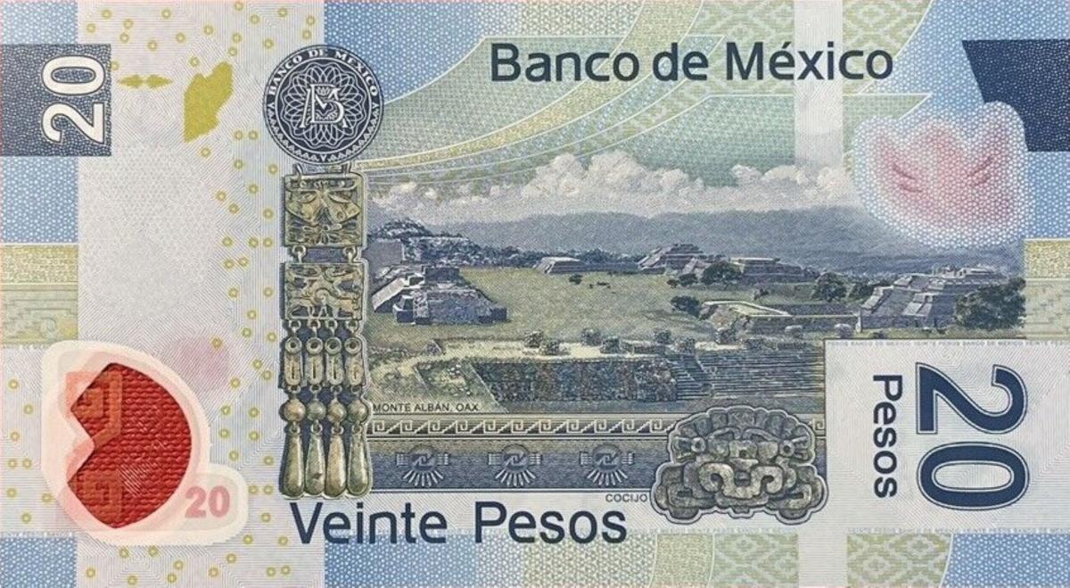 Back of Mexico p122v: 20 Pesos from 2012