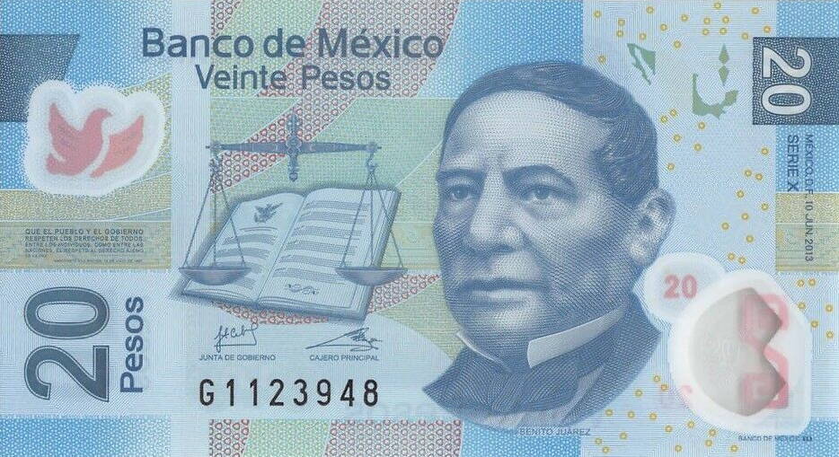 Front of Mexico p122w: 20 Pesos from 2013