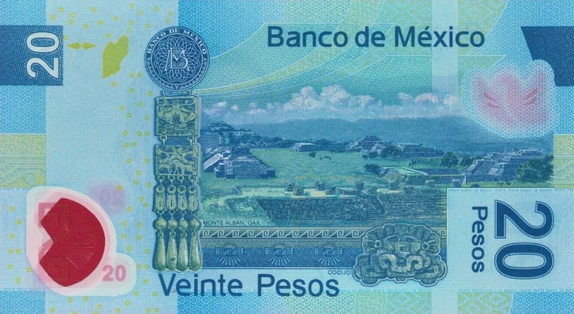 Back of Mexico p122x: 20 Pesos from 2013