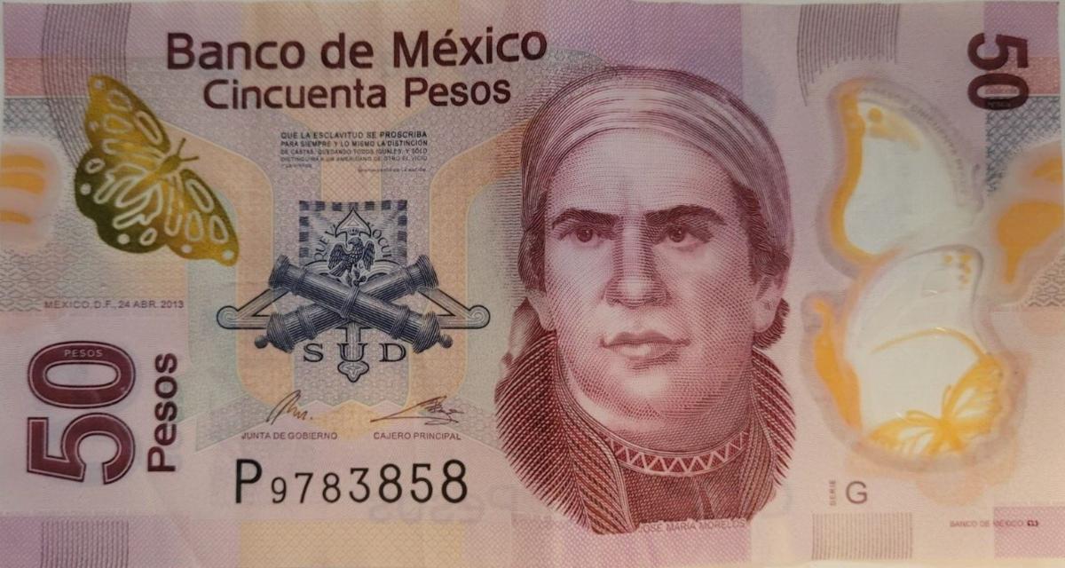 Front of Mexico p123Ag: 50 Pesos from 2013