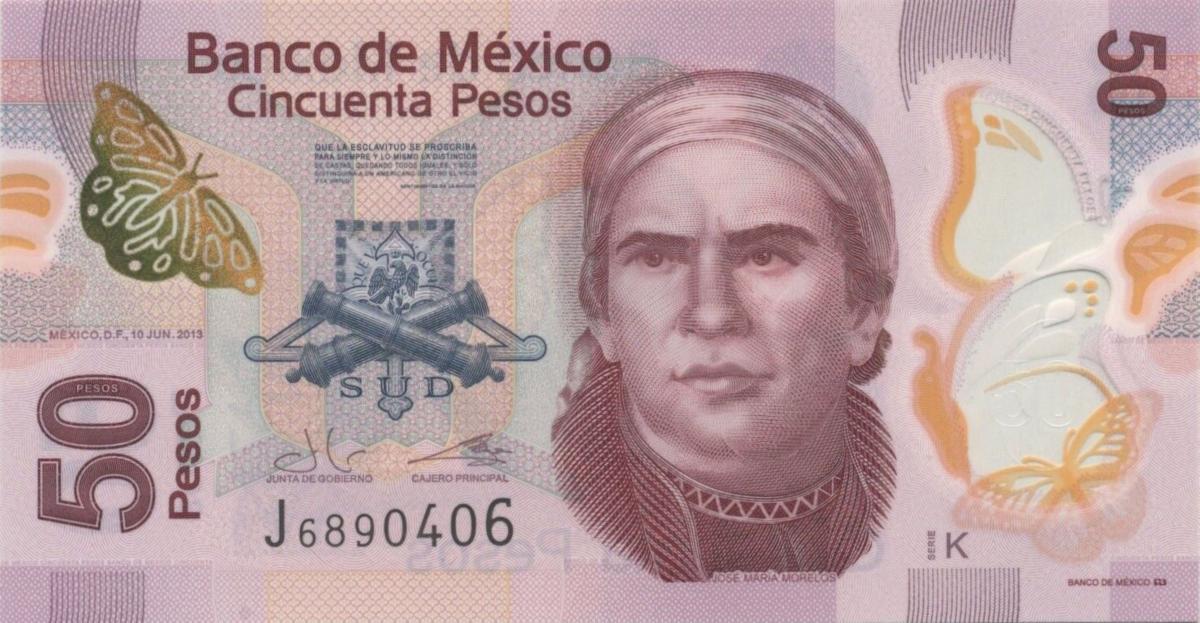 Front of Mexico p123Ak: 50 Pesos from 2013