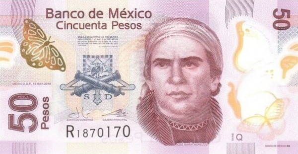 Front of Mexico p123Aq: 50 Pesos from 2015