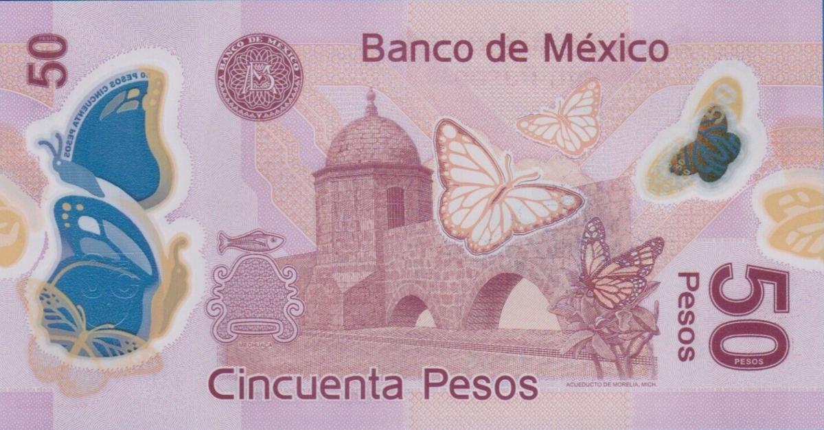 Back of Mexico p123Au: 50 Pesos from 2016