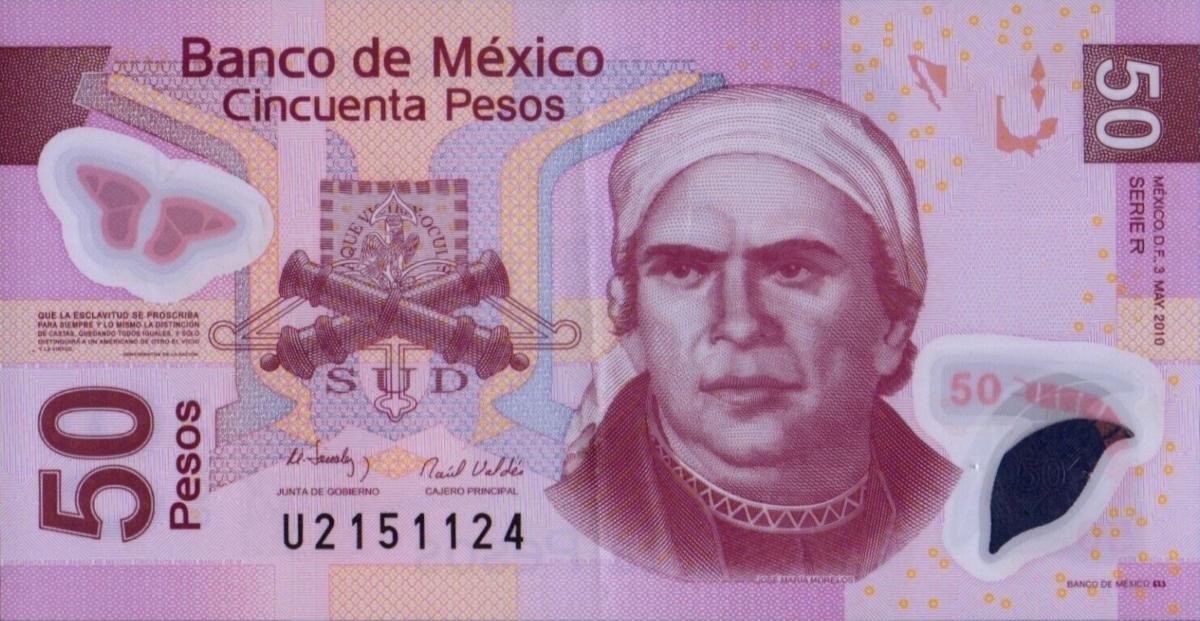 Front of Mexico p123r: 50 Pesos from 2010