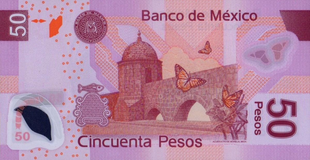 Back of Mexico p123s: 50 Pesos from 2010