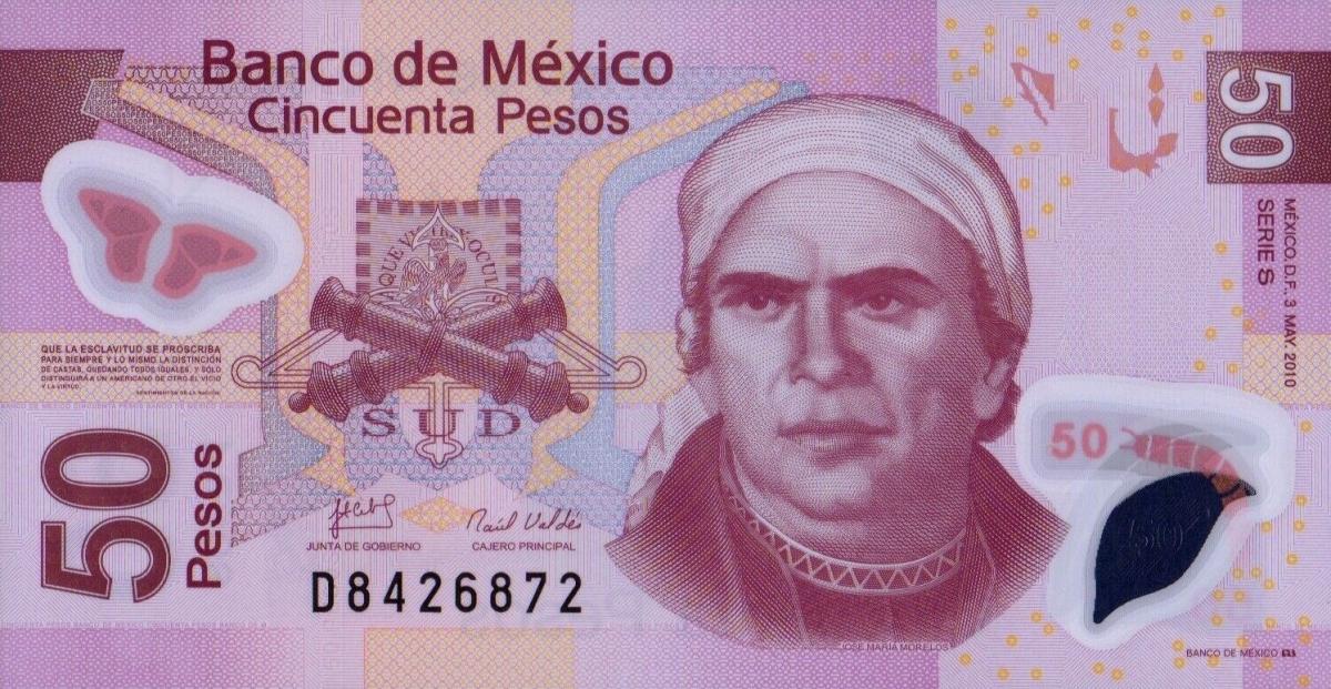 Front of Mexico p123s: 50 Pesos from 2010