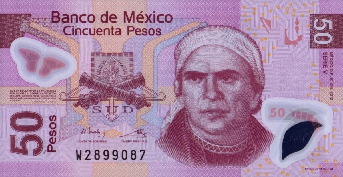 Front of Mexico p123v: 50 Pesos from 2012