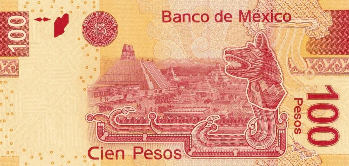 Back of Mexico p124ad: 100 Pesos from 2013