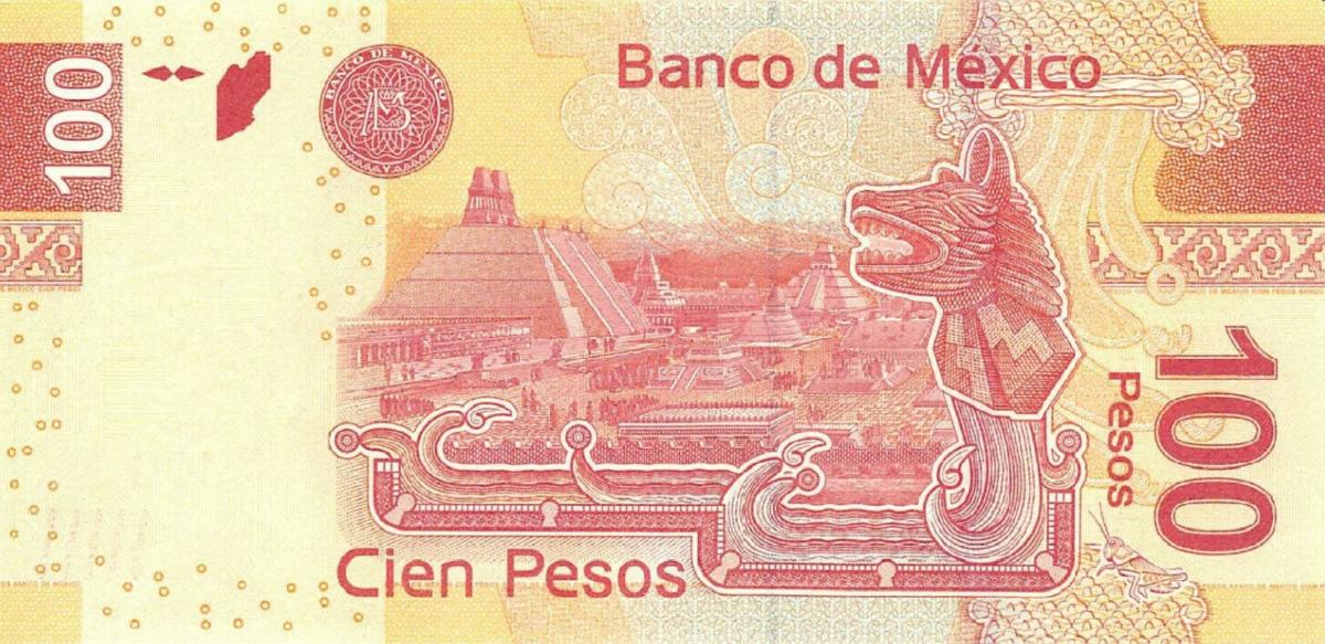 Back of Mexico p124aj: 100 Pesos from 2013