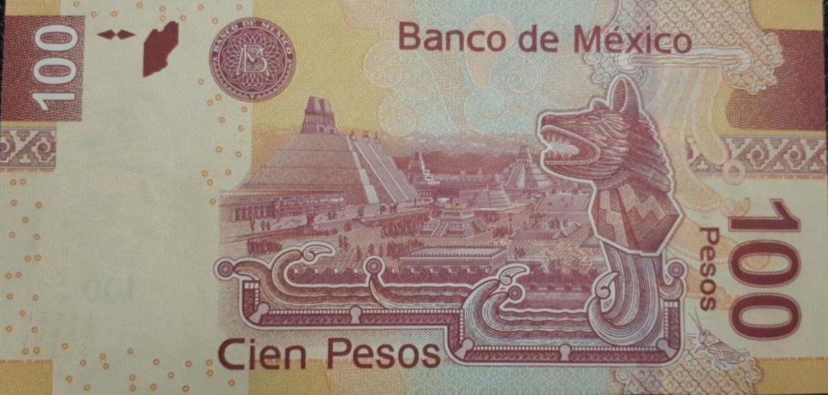 Back of Mexico p124f: 100 Pesos from 2009