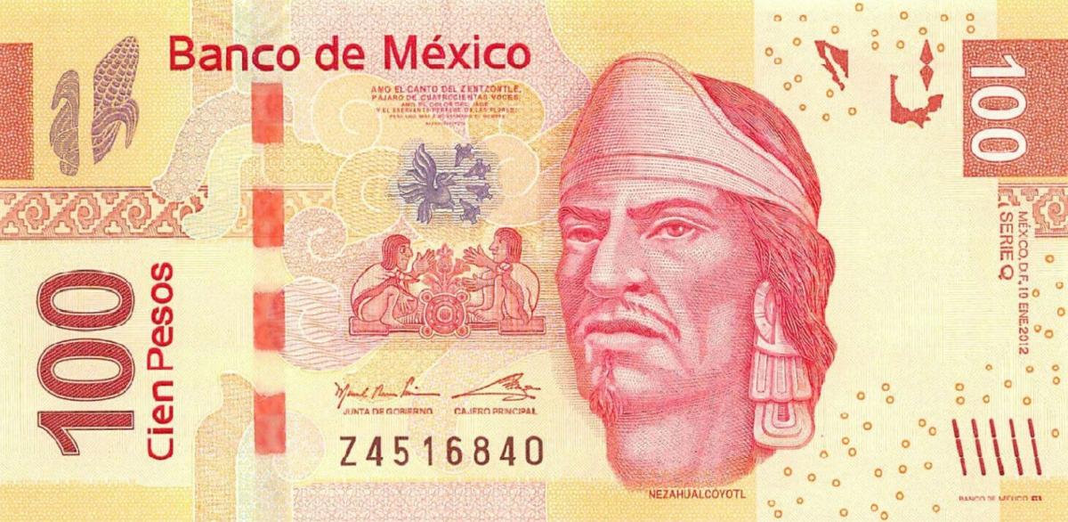 Front of Mexico p124q: 100 Pesos from 2012