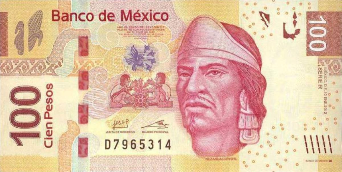 Front of Mexico p124r: 100 Pesos from 2012