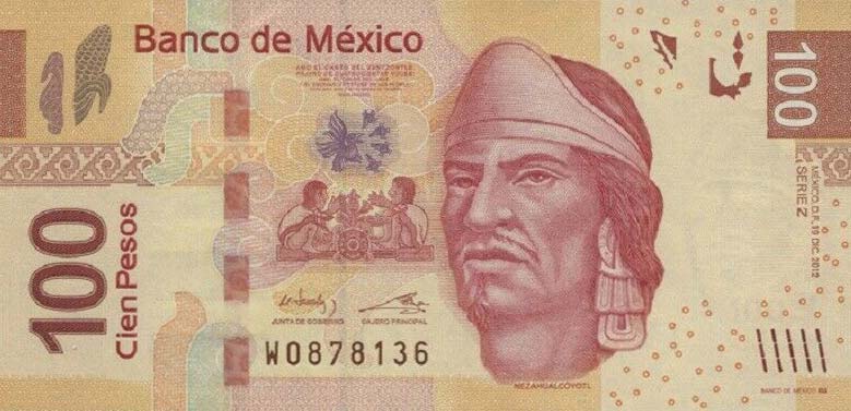 Front of Mexico p124z: 100 Pesos from 2012