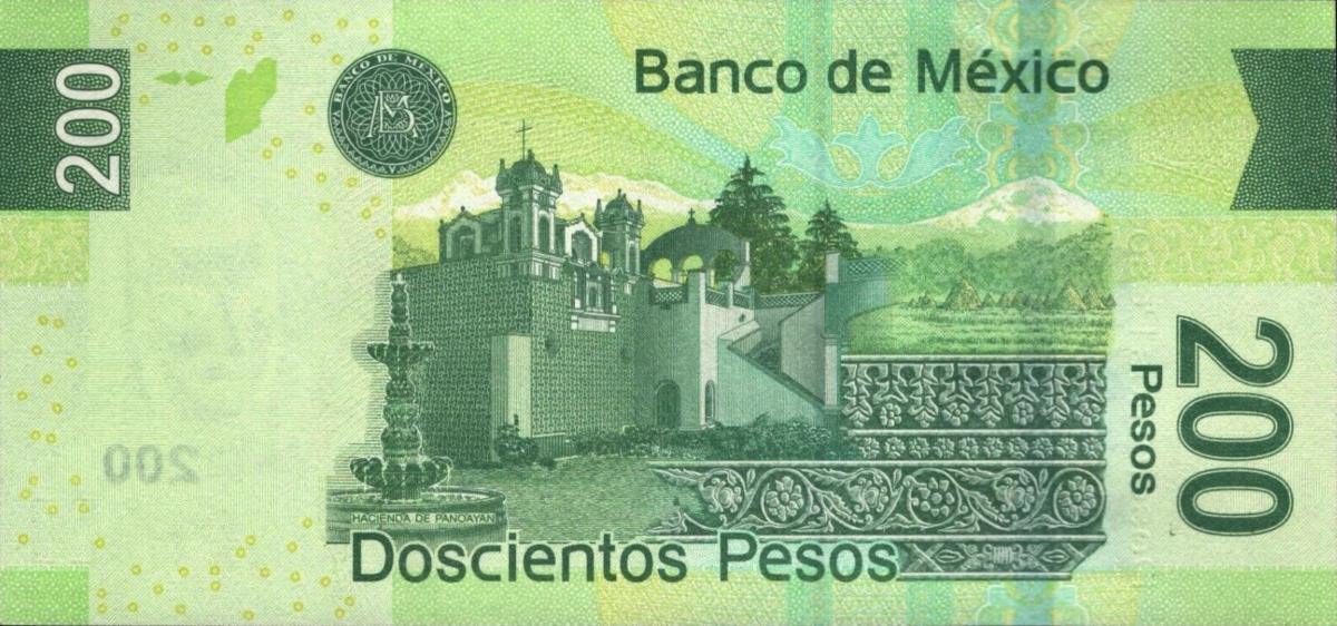 Back of Mexico p125ag: 200 Pesos from 2011