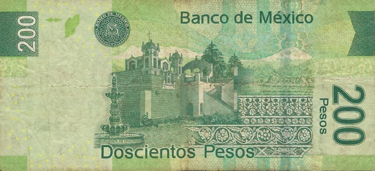 Back of Mexico p125ah: 200 Pesos from 2011