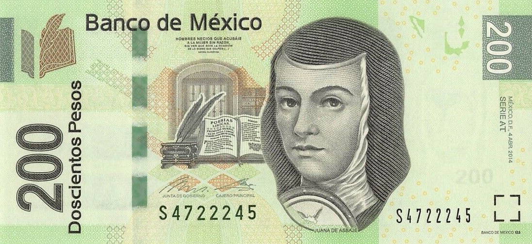 Front of Mexico p125at: 200 Pesos from 2014