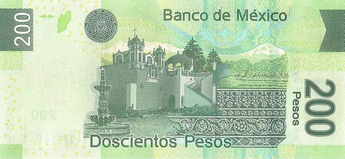 Back of Mexico p125au: 200 Pesos from 2014