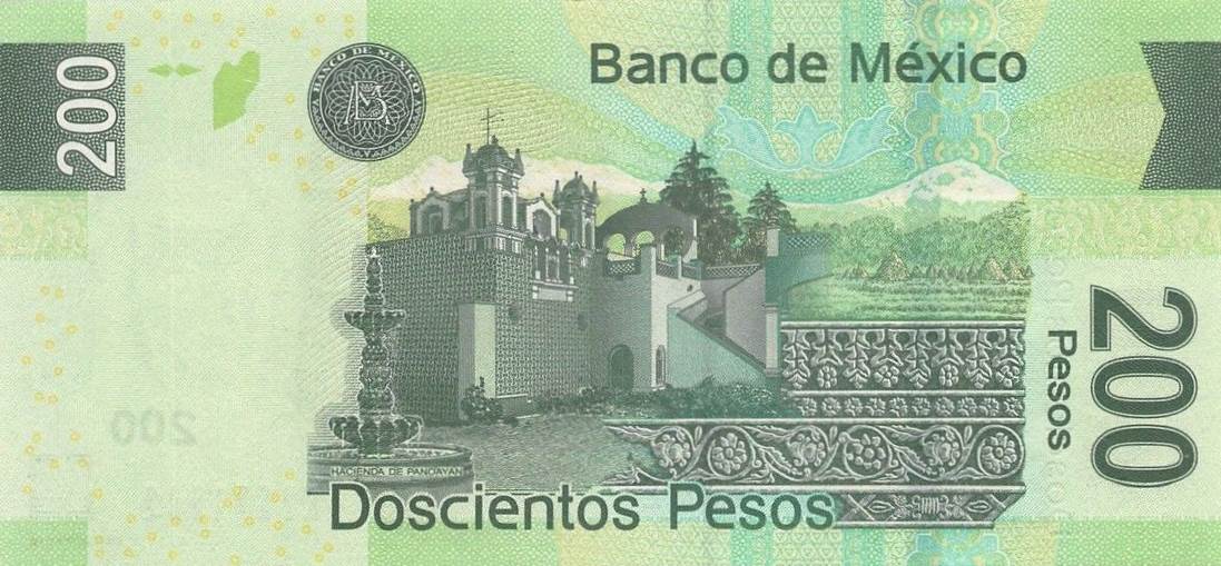 Back of Mexico p125ax: 200 Pesos from 2014