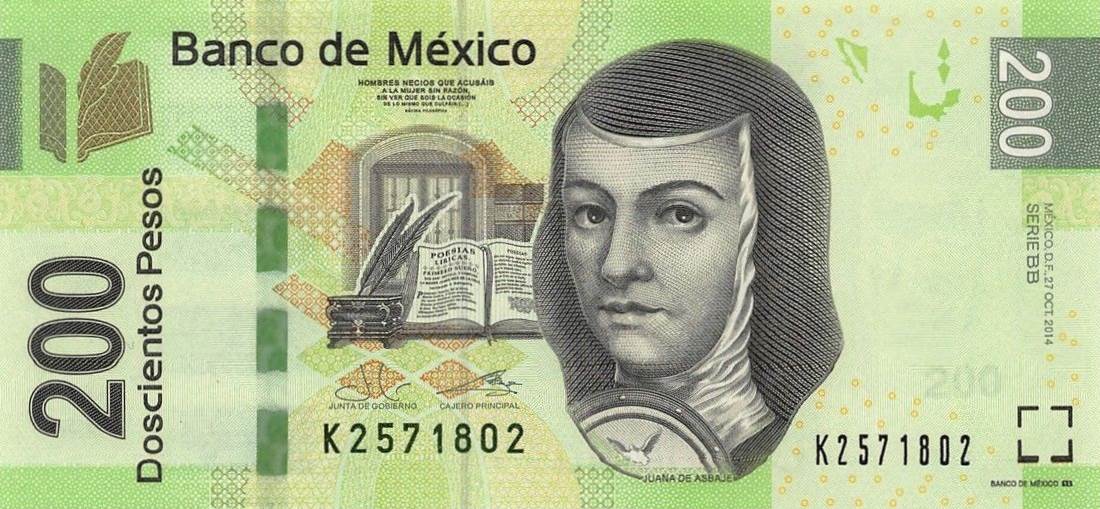 Front of Mexico p125ax: 200 Pesos from 2014