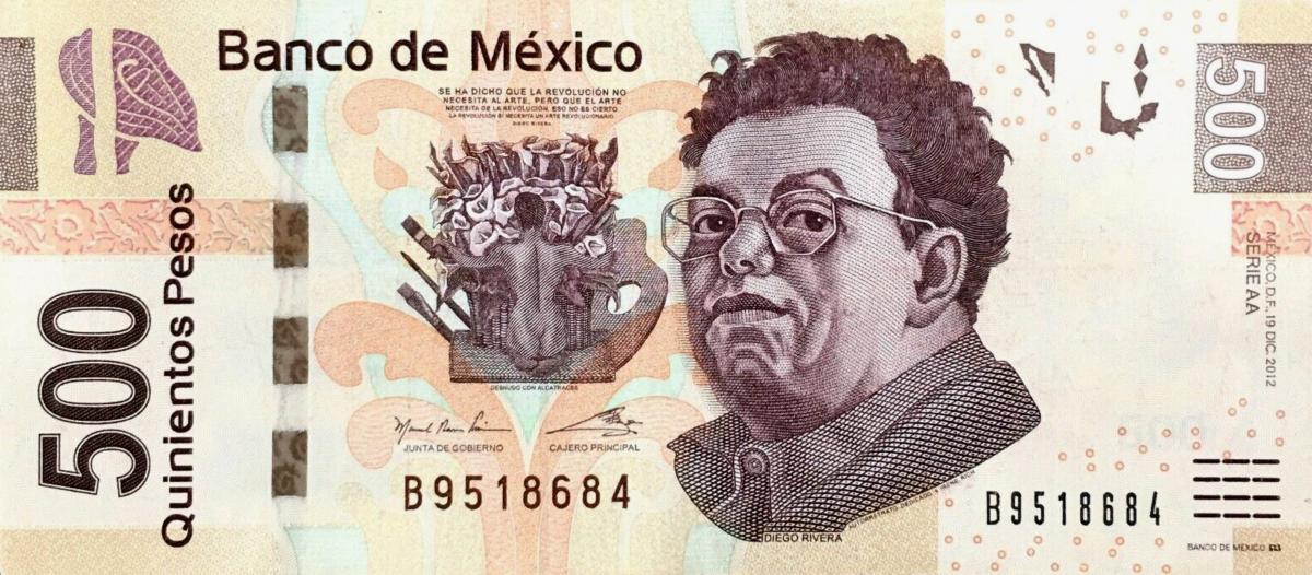 Front of Mexico p126aa: 500 Pesos from 2012