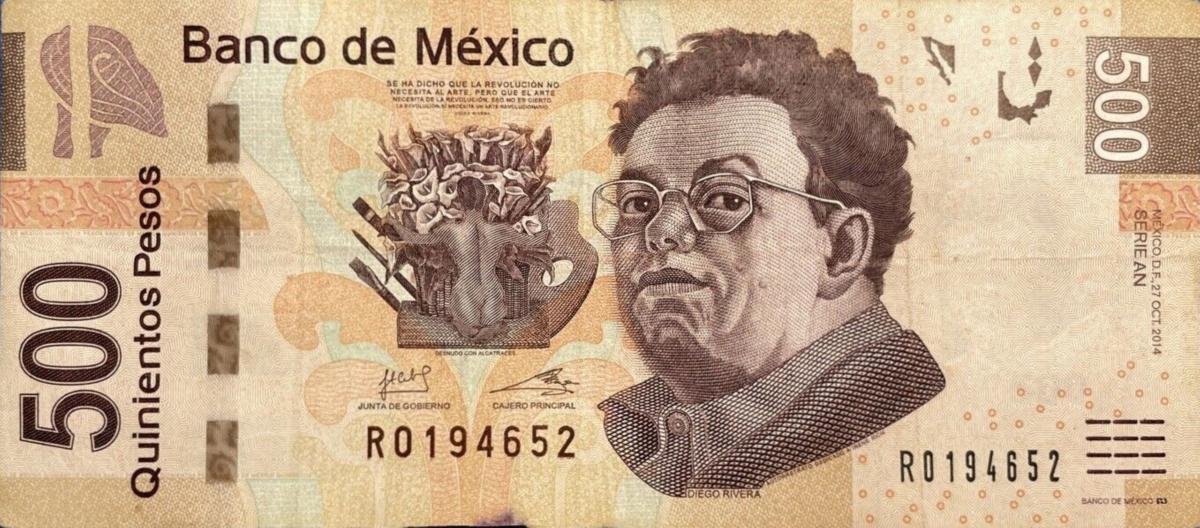 Front of Mexico p126an: 500 Pesos from 2014