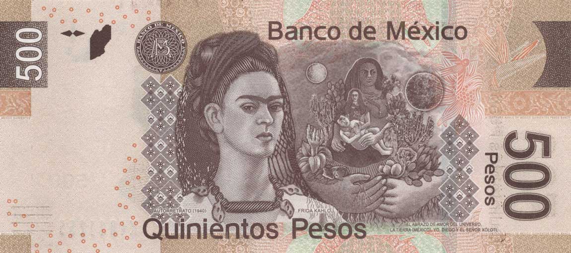 Back of Mexico p126x: 500 Pesos from 2012