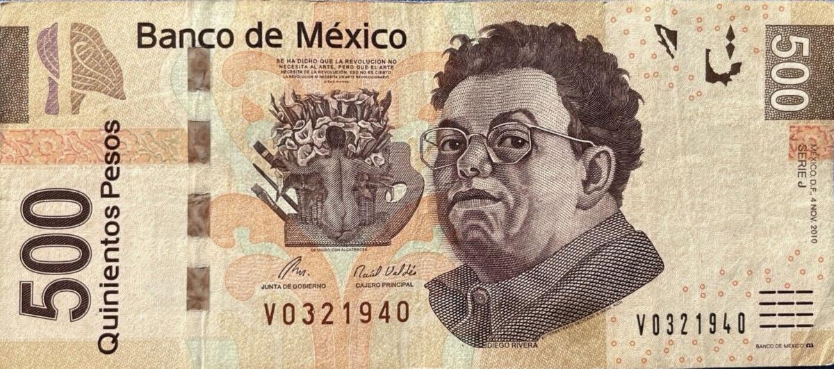 Front of Mexico p126j: 500 Pesos from 2010