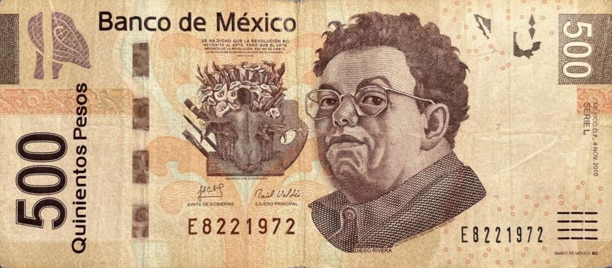 Front of Mexico p126l: 500 Pesos from 2010