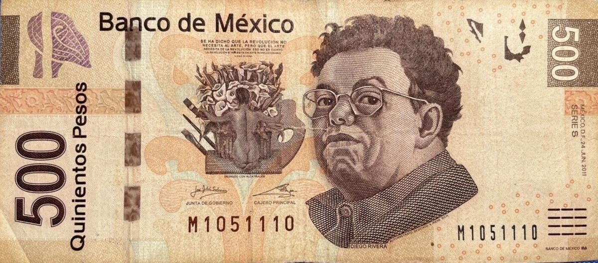 Front of Mexico p126s: 500 Pesos from 2011