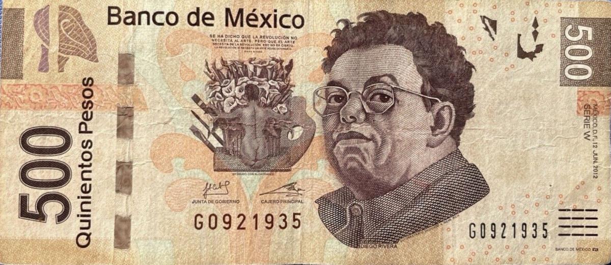 Front of Mexico p126w: 500 Pesos from 2012