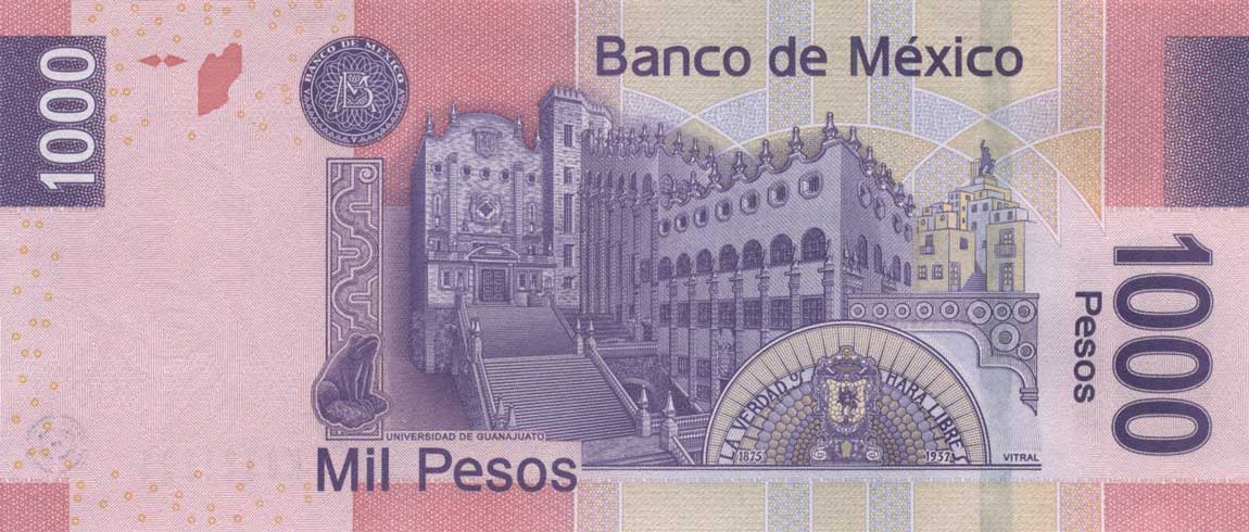 Back of Mexico p127b: 1000 Pesos from 2006