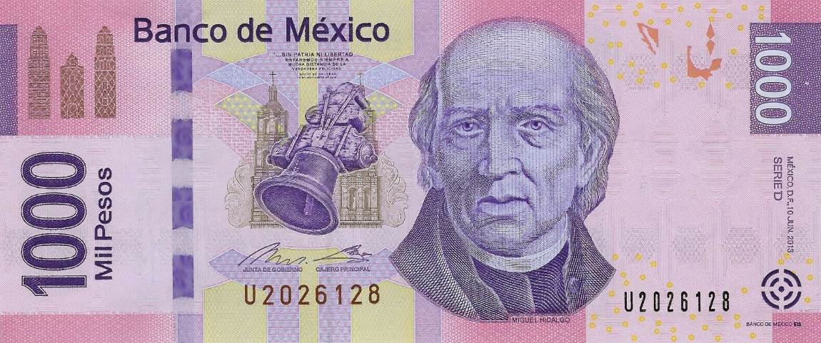 Front of Mexico p127d: 1000 Pesos from 2013