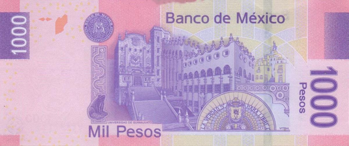 Back of Mexico p127e: 1000 Pesos from 2013