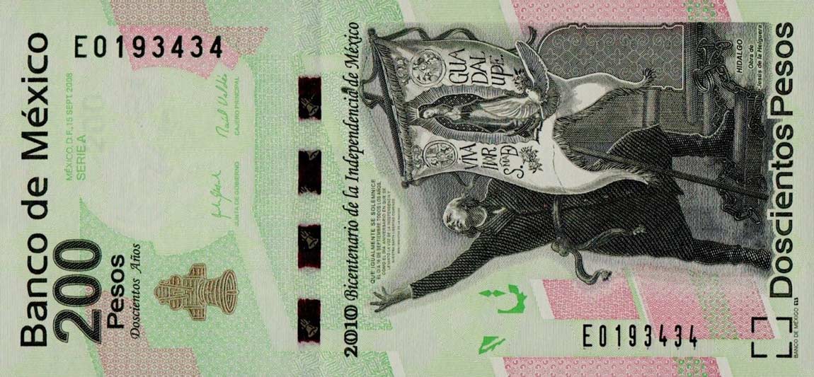 Front of Mexico p129a: 200 Pesos from 2008