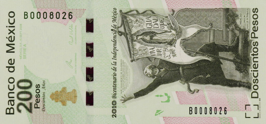 Front of Mexico p129b: 200 Pesos from 2008