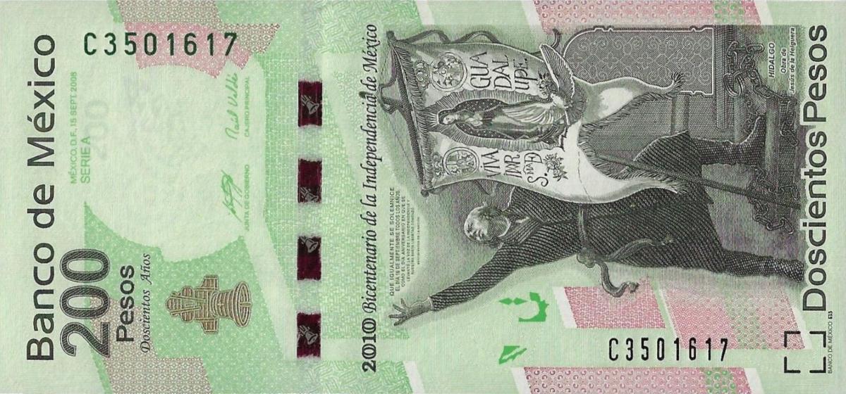 Front of Mexico p129c: 200 Pesos from 2008