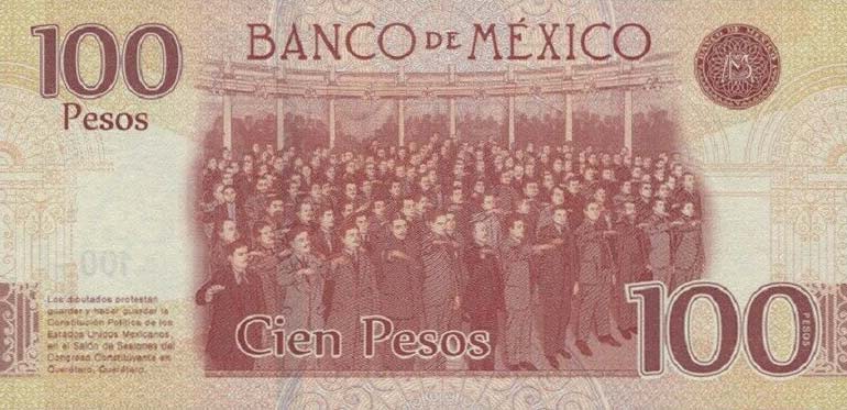 Back of Mexico p130e: 100 Pesos from 2016