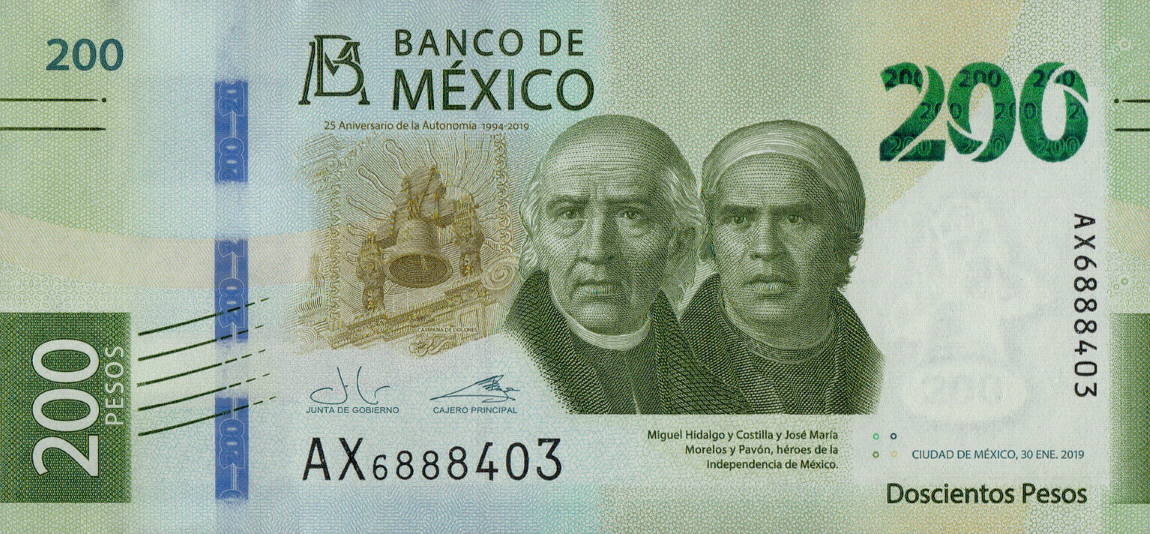 Front of Mexico p135a: 200 Pesos from 2019