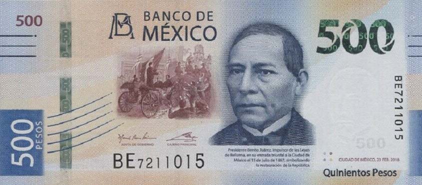 Front of Mexico p133b: 500 Pesos from 2018